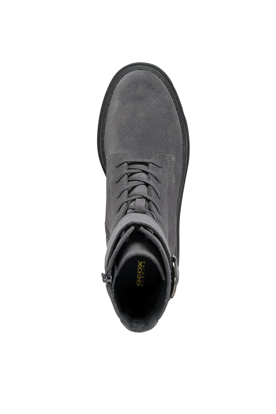 Geox Women's Gray Felleny Lace-Up Zipper Detailed Leather Combat Boots