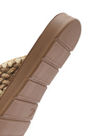 Women's Beige Braided Straw Slippers | Derimod