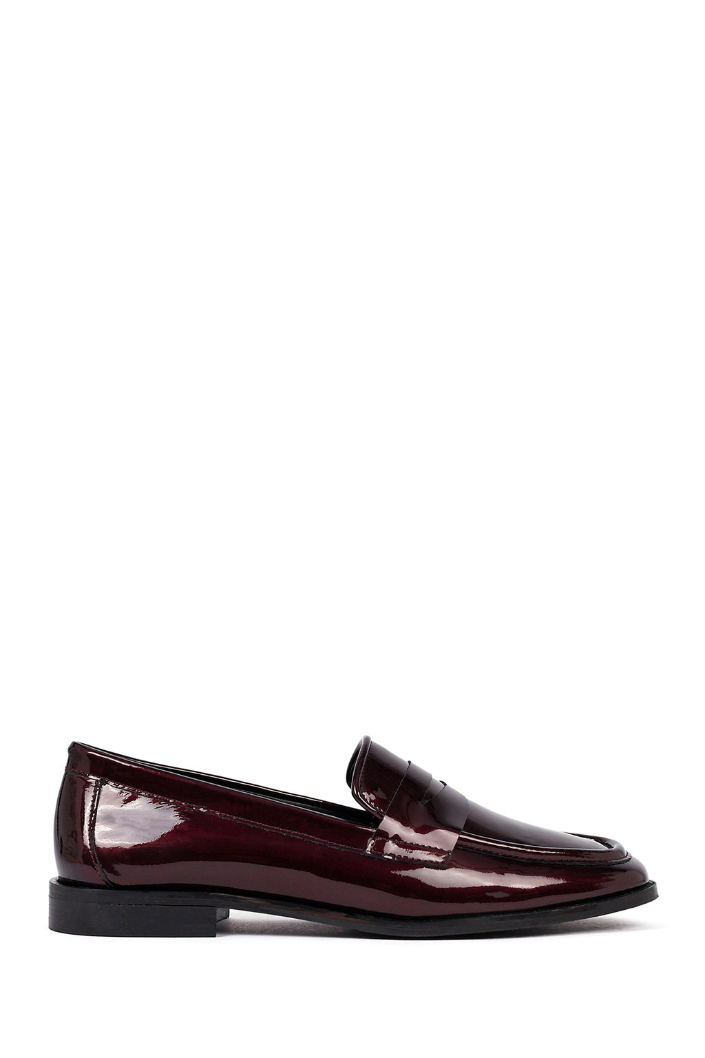 Kadın Bordo Deri Klasik Loafer