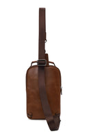 Male Brown Mini Leather Handbag | Derimod