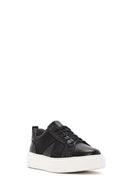 Men's Black Lace-up Thick-Sole Leather Sneaker | Derimod