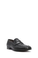 Men's Black Braided Leather Classic Loafer | Derimod
