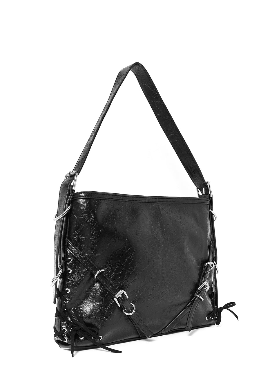 Women's Black Metal Detailed Shoulder Bag
