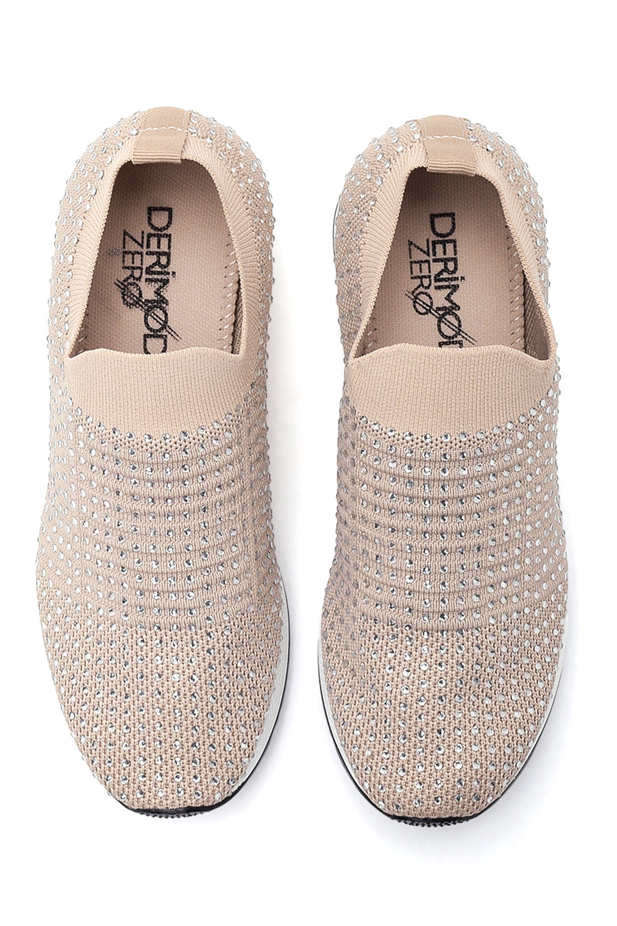 Kadın Bej Taşlı Sneaker