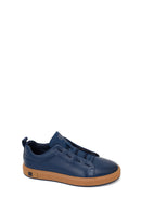 Erkek Lacivert Bağcıklı Deri Sneaker | Derimod