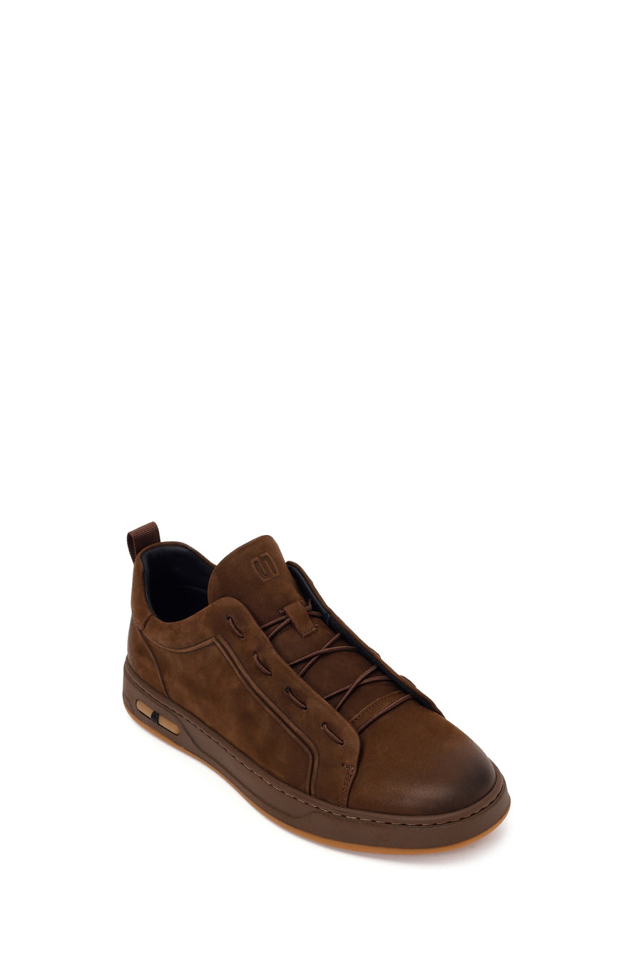 Male Brown Lace-Up Nubuck Leather Sneaker