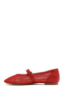 Women's Red Mesh Strappy Ballerinas | Derimod