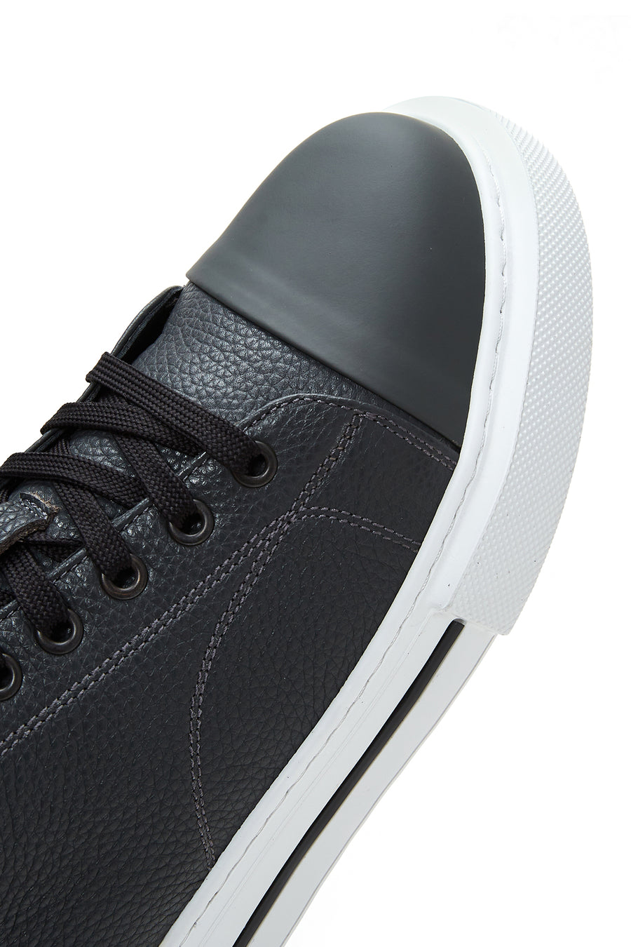 Men's Gray Leather Thick Soled Sneaker