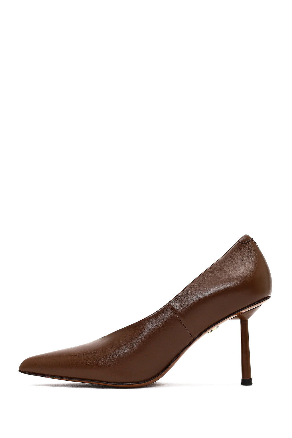 Kadın Kahverengi İnce Topuklu Deri Stiletto
