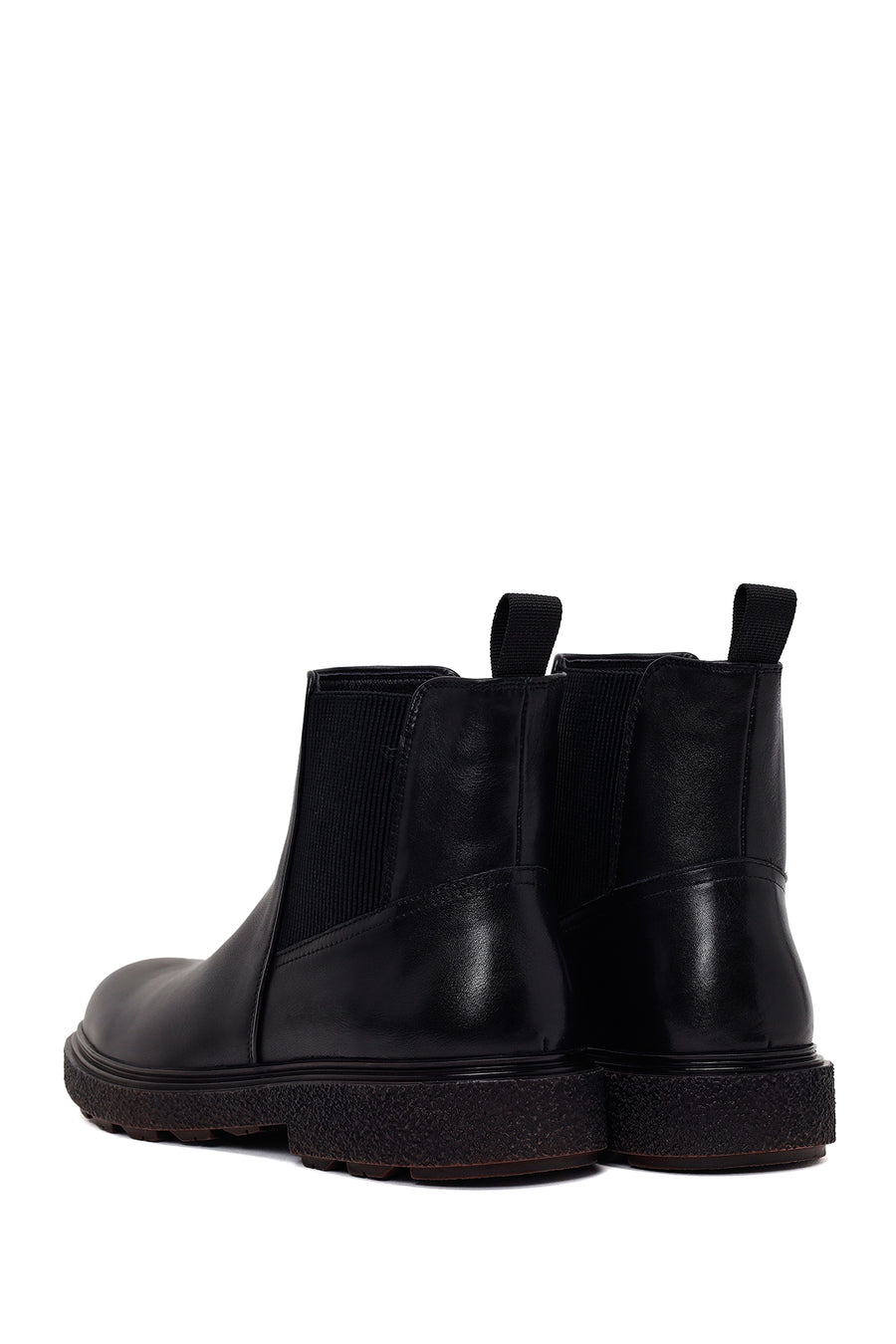 Male Black Thick-Soled Leather Chelsea Boots
