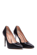 Women's Black Leather Metal Heeled Stiletto | Derimod