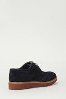 Men's Navy Blue Suede Leather Shoes | Derimod