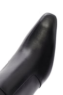 Women's Black Zippered Thick Heel Leather Boots | Derimod
