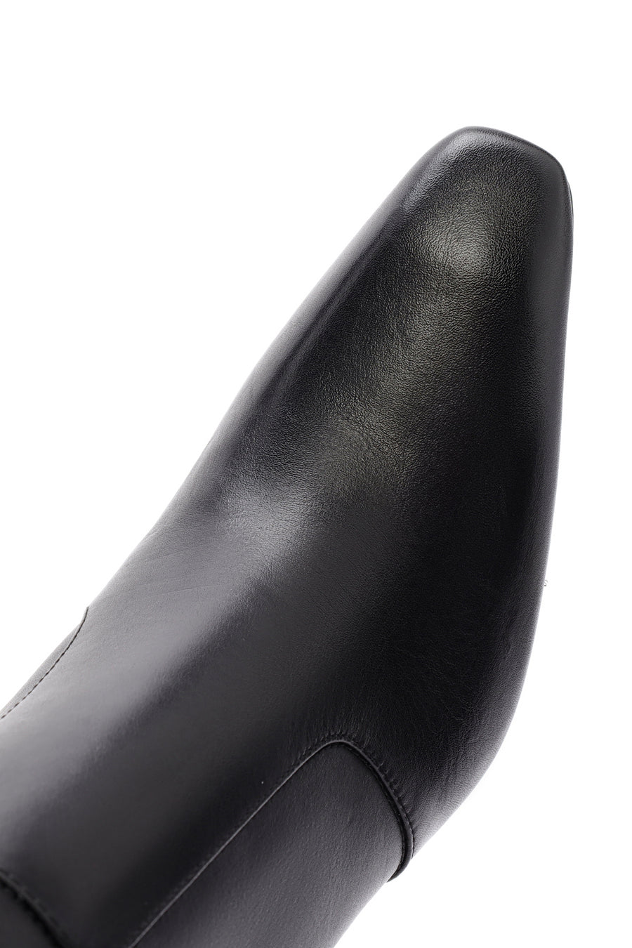 Women's Black Zippered Thick Heel Leather Boots