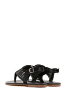 Women's Black Back Strap Flip Flop Sandals | Derimod