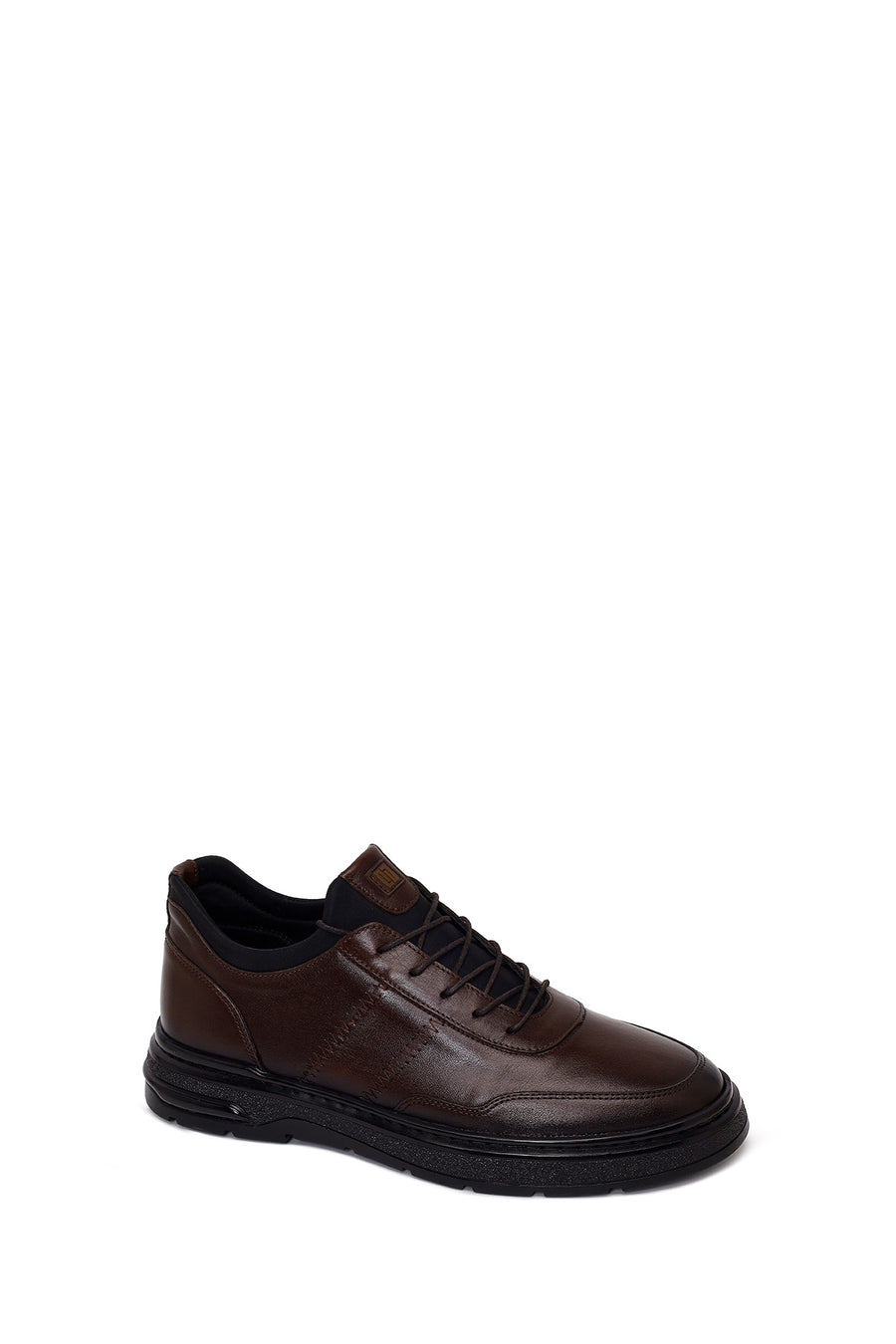 Male Brown Lace-Up Leather Sneaker