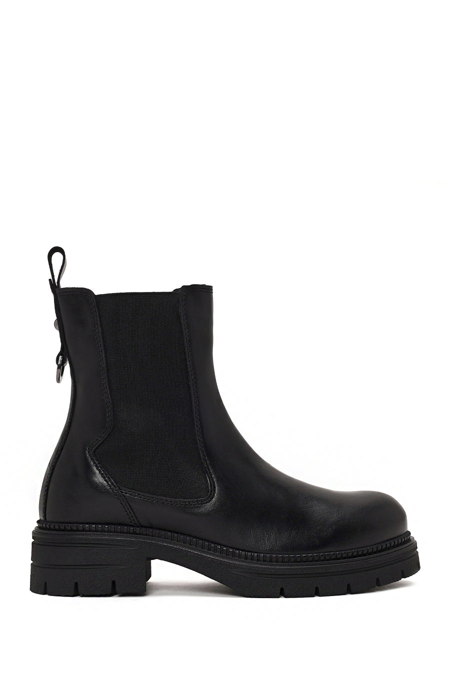 Woman Black Thick-Soled Leather Chelsea Boots WF190019DV | Derimod