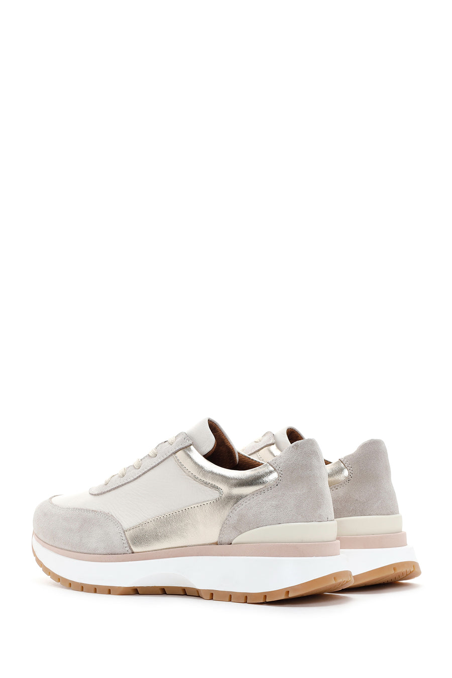 Women's Beige Leather Suede Detailed Sneaker