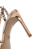 Women's Gold Stone High Thin Heel Sandals | Derimod