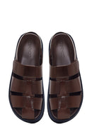 Men's Brown Leather Sandals | Derimod