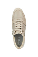 Geox Women's Beige Tabelya Leather Thick Heeled Lace-up Sneaker | Derimod