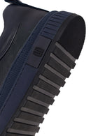 Erkek Lacivert Bağcıklı Deri Sneaker | Derimod