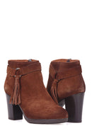 Women's Tasseled Suede Boots | Derimod