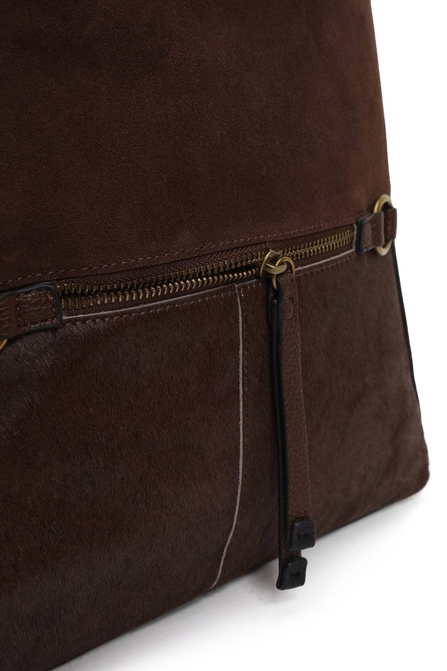 Woman Brown Long-Strap Suede Shoulder Bag