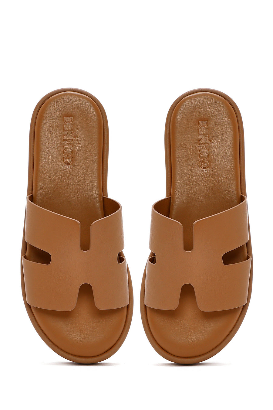 Women's Tan Thick Soled Slippers