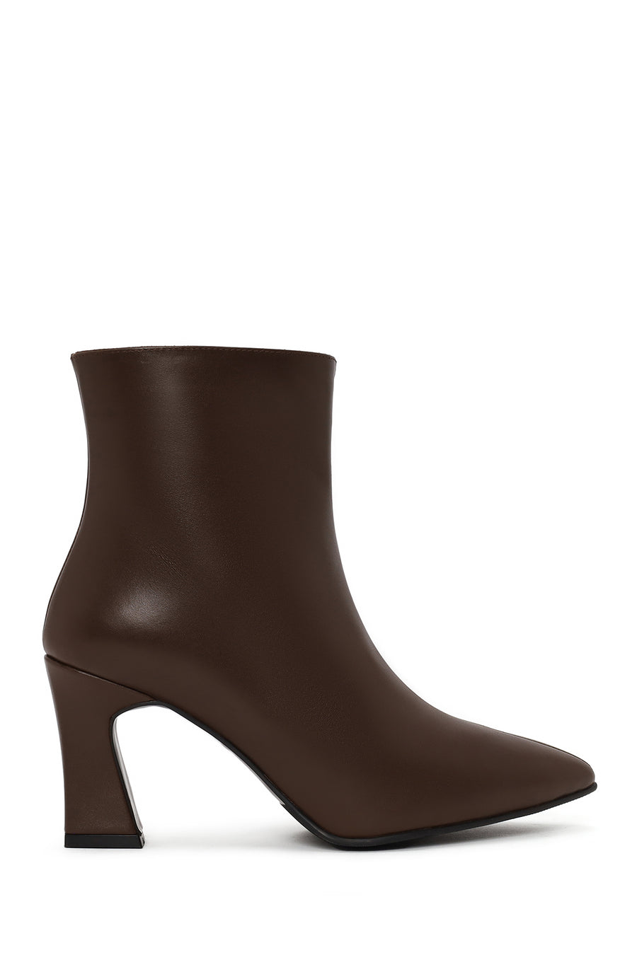 Woman Brown Zip Closure Chunky Heeled Leather Boots WF200010DV | Derimod