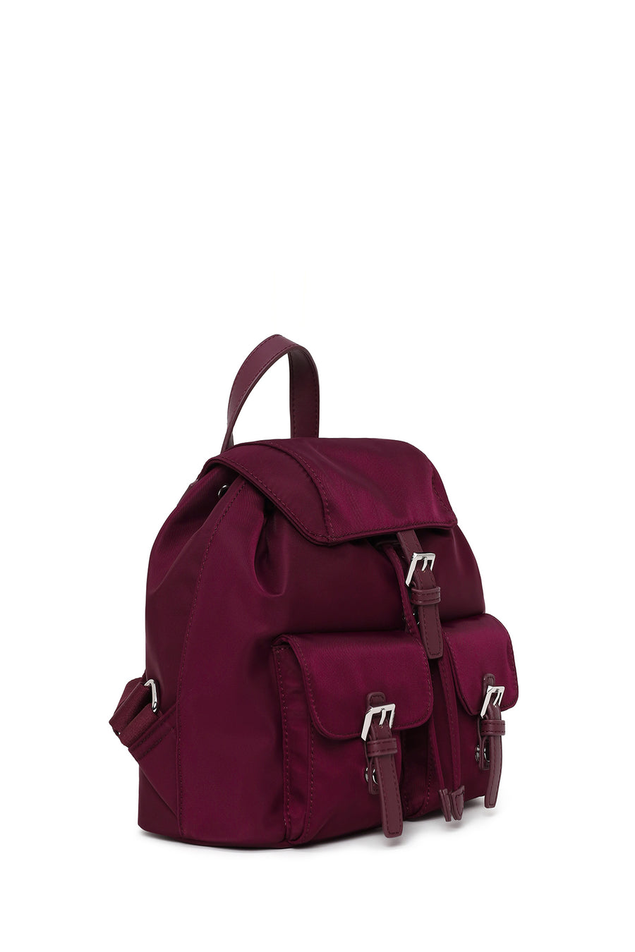 Woman Burgundy Fabric Backpack