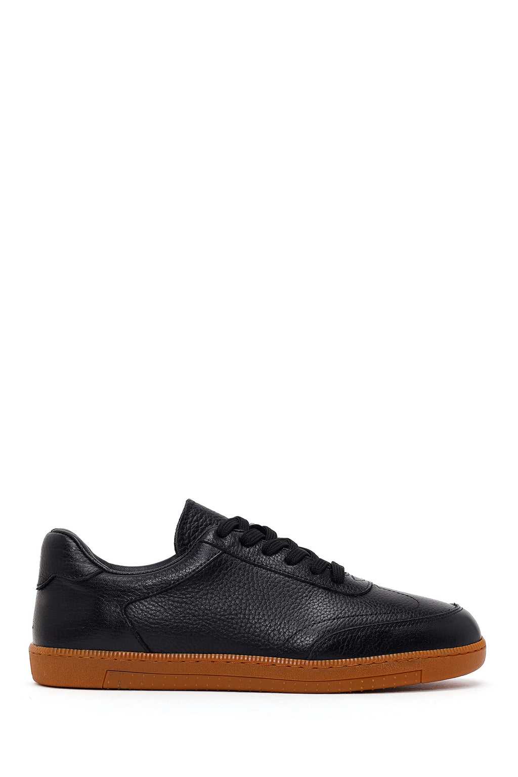 Erkek Siyah Bağcıklı Deri Sneaker