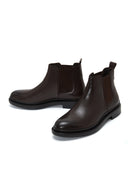 Men's Brown Leather Casual Chelsea Flat Boots | Derimod