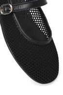 Woman Black Buckled Mesh Ballerine flats | Derimod
