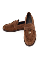 Woman Walnut Buckled Suede Masculine Loafer | Derimod