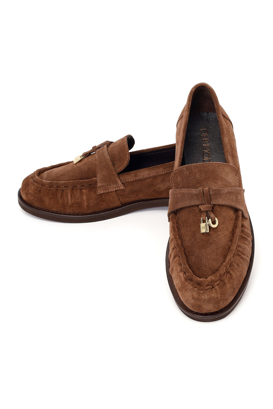 Woman Walnut Buckled Suede Masculine Loafer