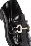 Women's Black Buckle Detailed Patent Leather Masculine Loafer | Derimod