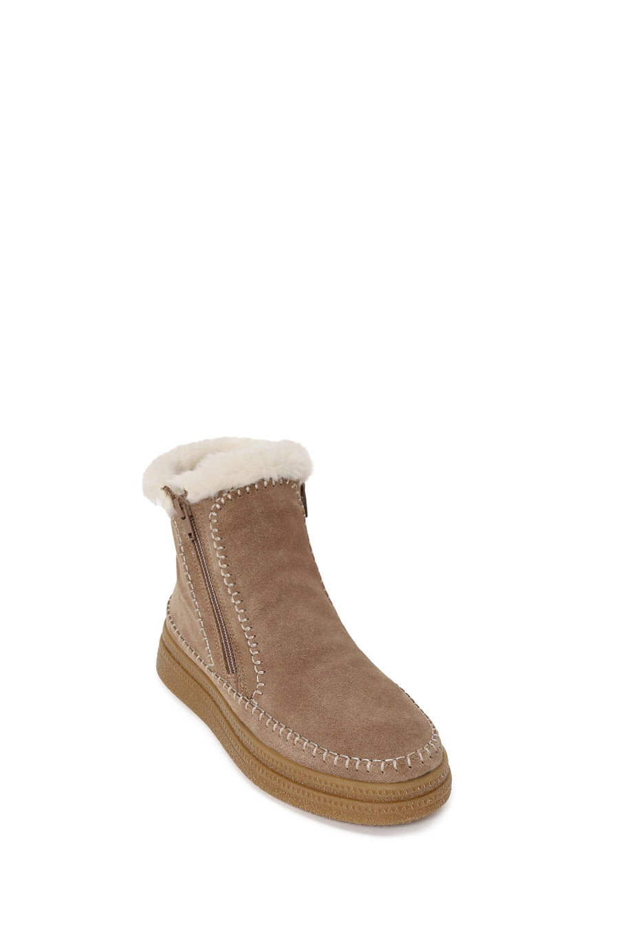 Woman Mink Zip Closure Thick-Soled Suede Teddy Boots