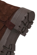Woman Brown Buckled Suede Boots | Derimod