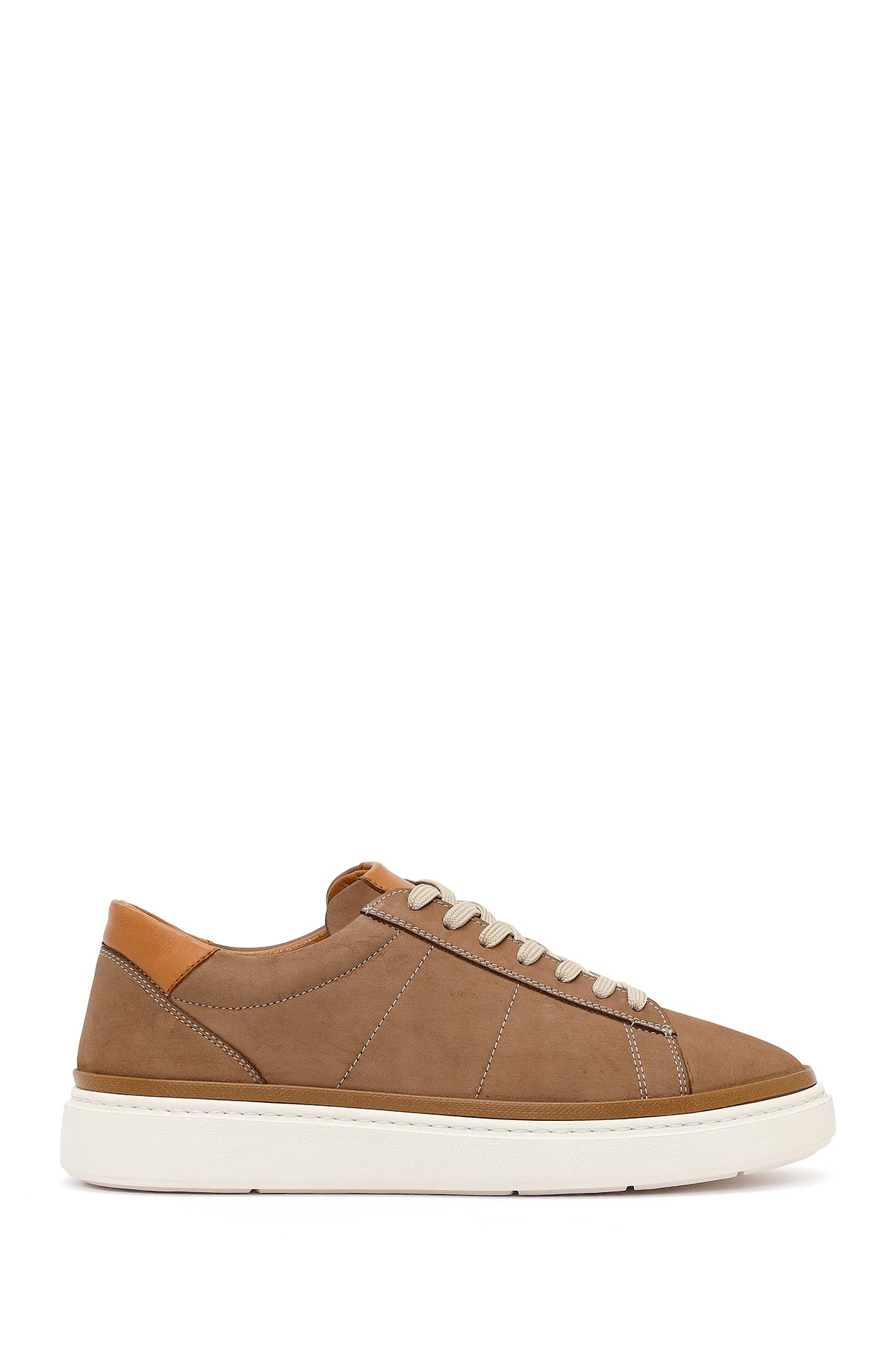 Erkek Bej Bağcıklı Nubuk Deri Sneaker 26SFD6754V3 | Derimod