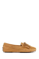 Kadın Camel Püsküllü Süet Deri Loafer | Derimod