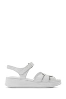 Women's White Ankle Strap Thick Soled Leather Comfort Sandals | Derimod