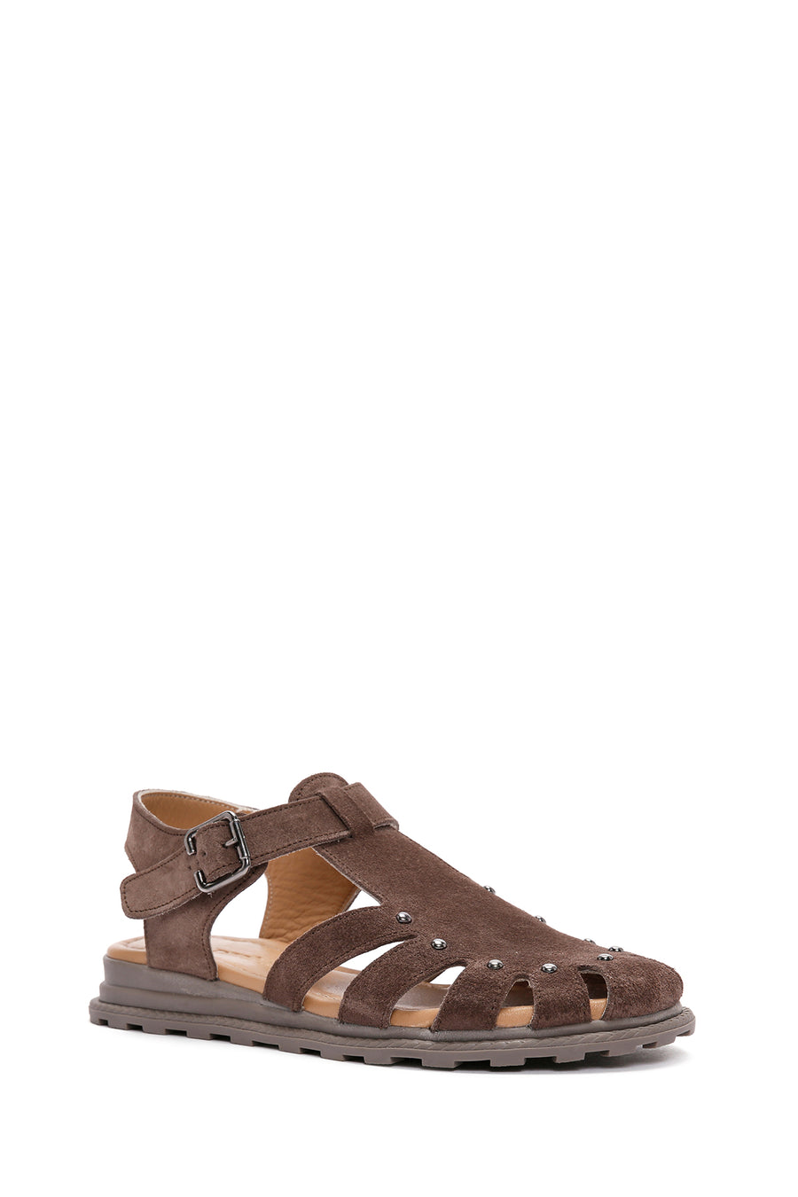 Women's Mink Ankle Strap Suede Leather Sandals