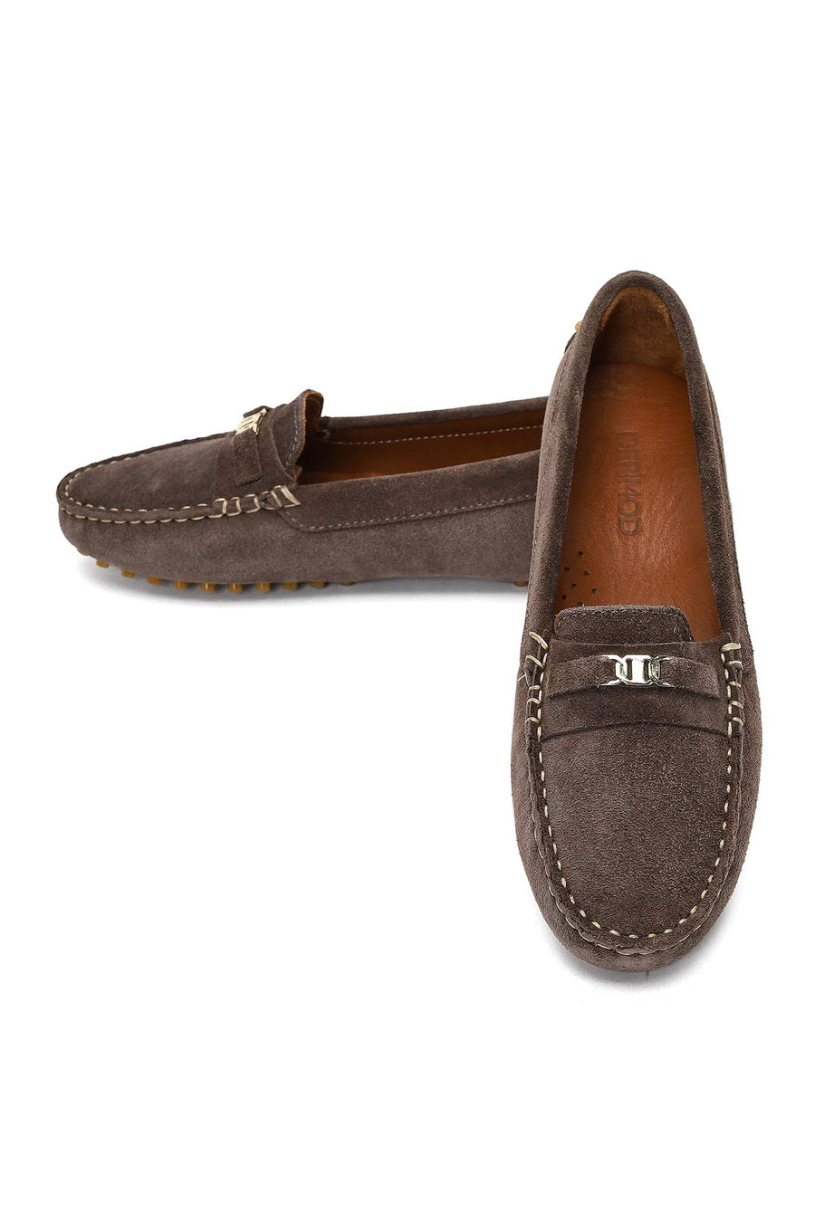 Women Mink Buckled Suede Leather Loafer