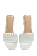 Women's White Braided Flat Slippers | Derimod