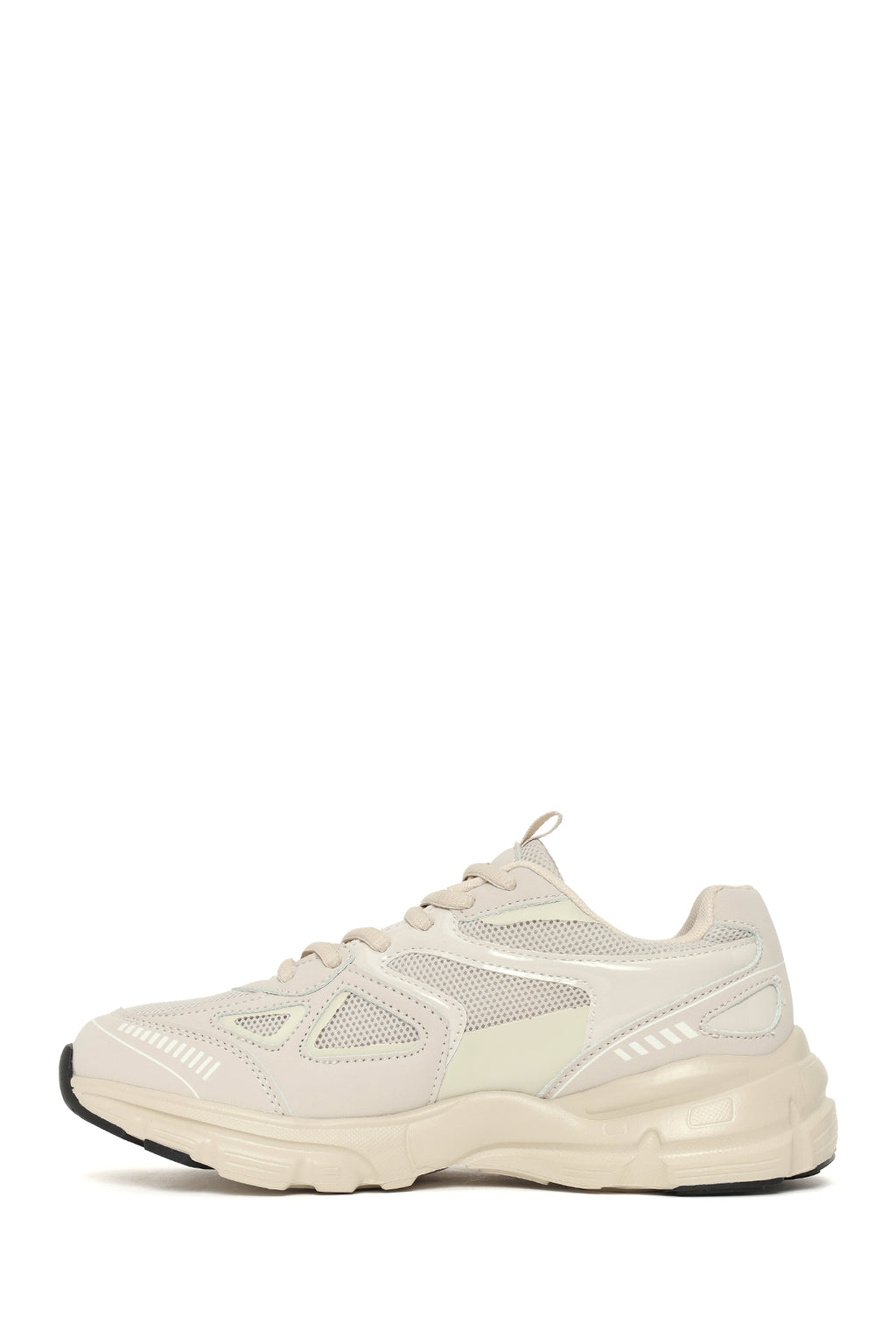 Kadın Bej Bağcıklı Kalın Tabanlı Charmlı Sneaker