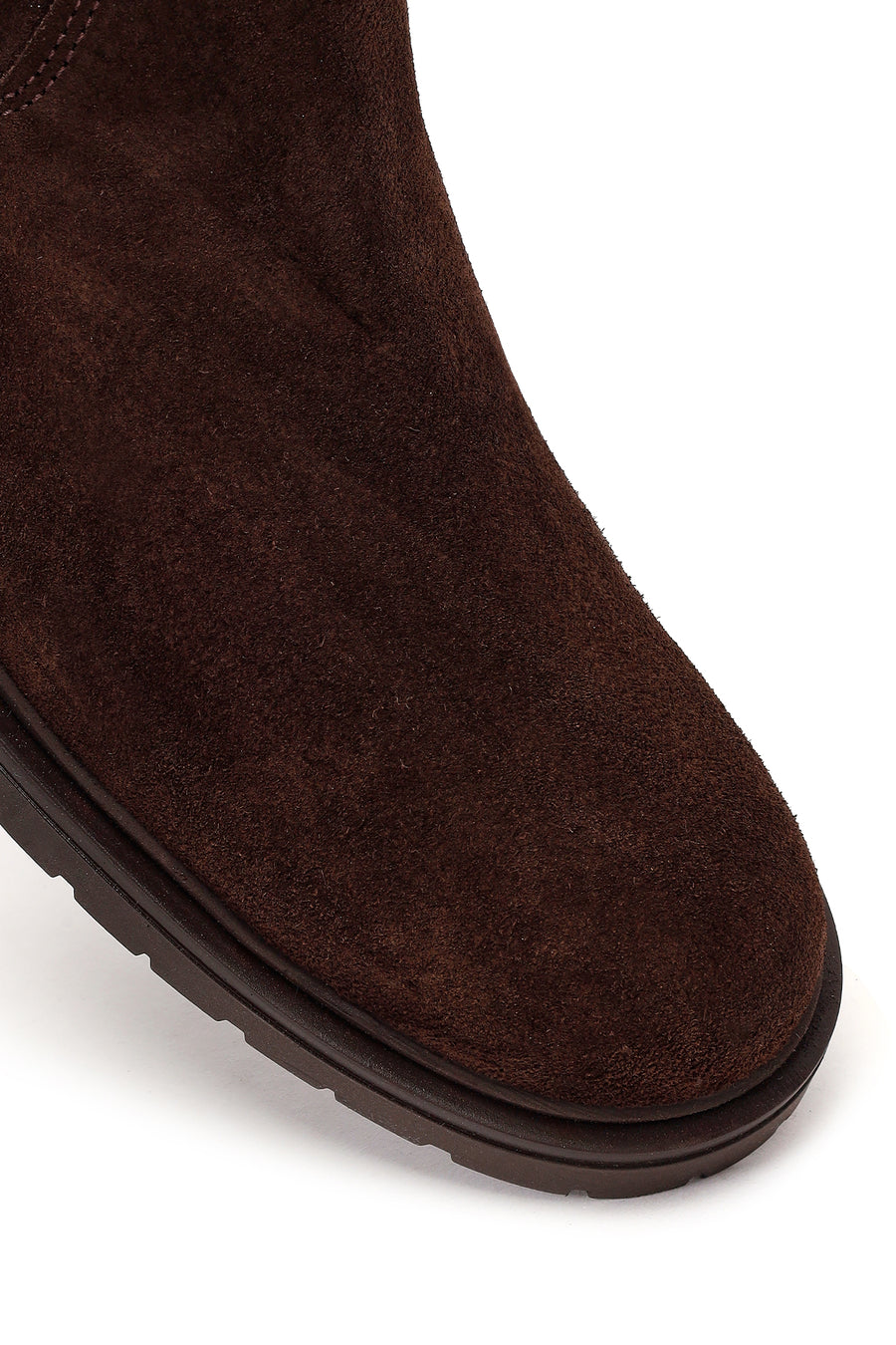 Woman Brown Zip Closure Buckled Suede Leather Boots