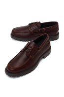 Male Brown Lace-Up Thick-Soled Leather Casual Shoes | Derimod