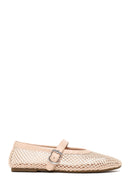 Woman Beige Mesh Ballerine flats | Derimod