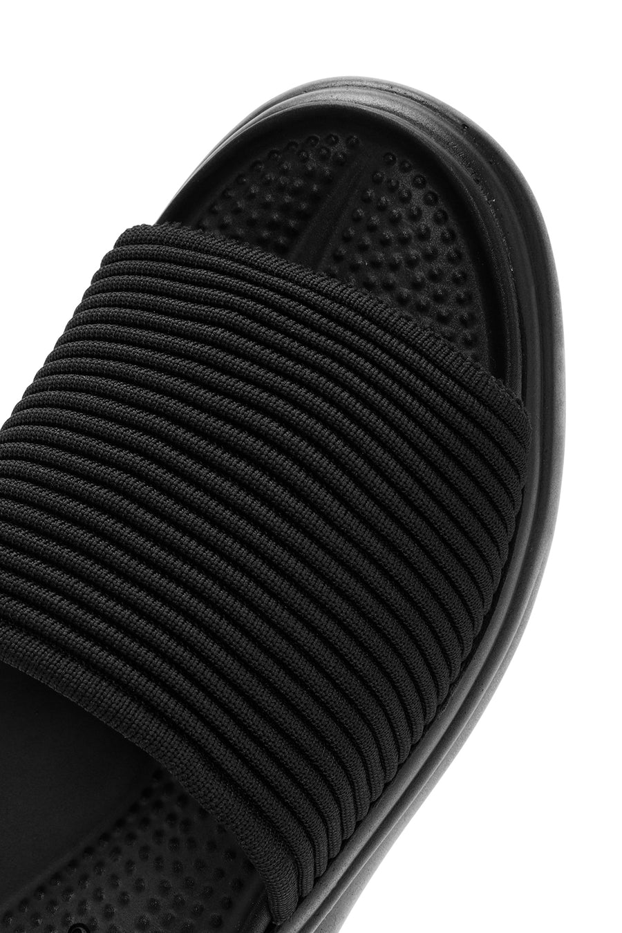Women's Black Thick Soled Fabric Slippers